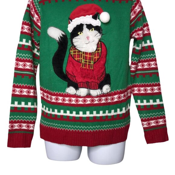NWT 33 Degrees Pullover Sweater Mens S Santa Claus Cat Ugly Christmas Holiday - Picture 4 of 10